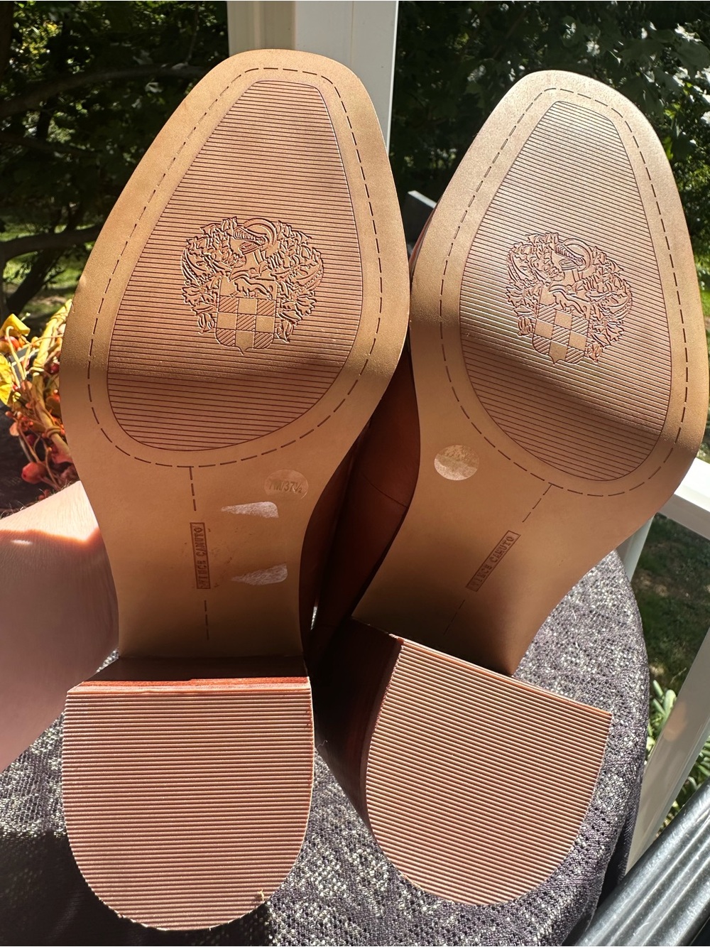 Vince Camuto Tan Leather Tassel Block Heel Loafers NWOT - Picture 7 of 11
